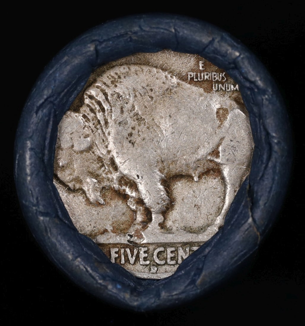 Buffalo Nickel Shotgun Roll in Old Bank Style 'Bell Telephone' Wrapper 1926 & D Mint Ends - 3