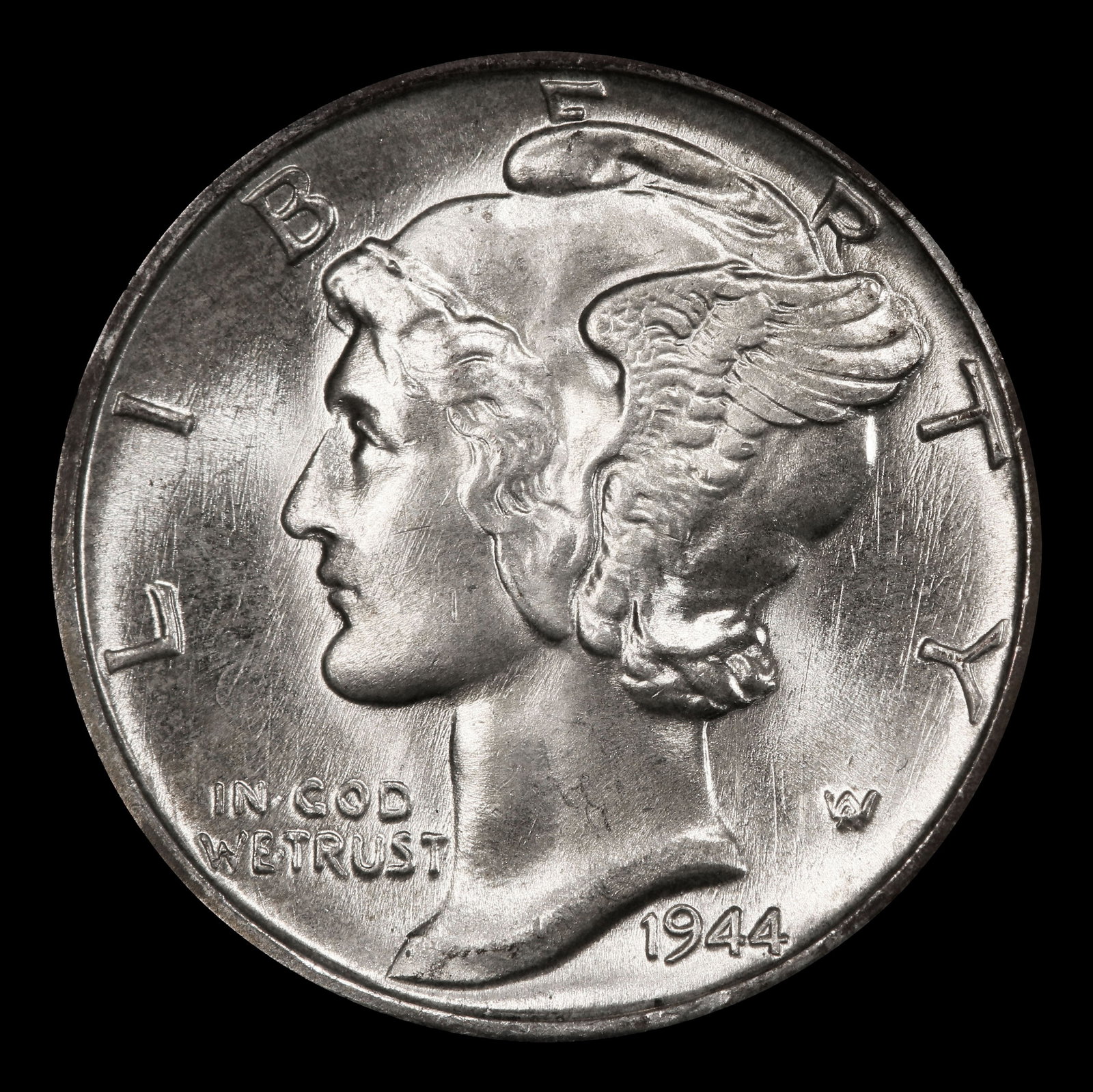 1944-p Mercury Dime 10c ms67 fsb SEGS - 2