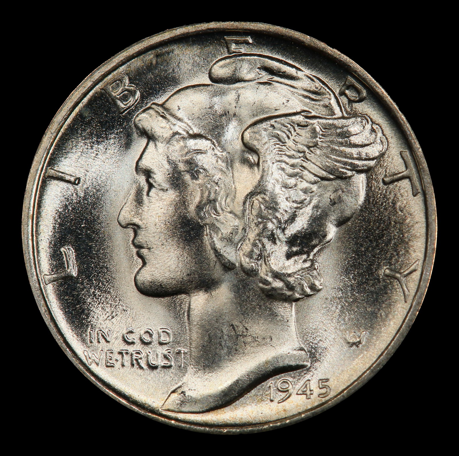 1945-s Mercury Dime 10c ms67 fsb SEGS - 2