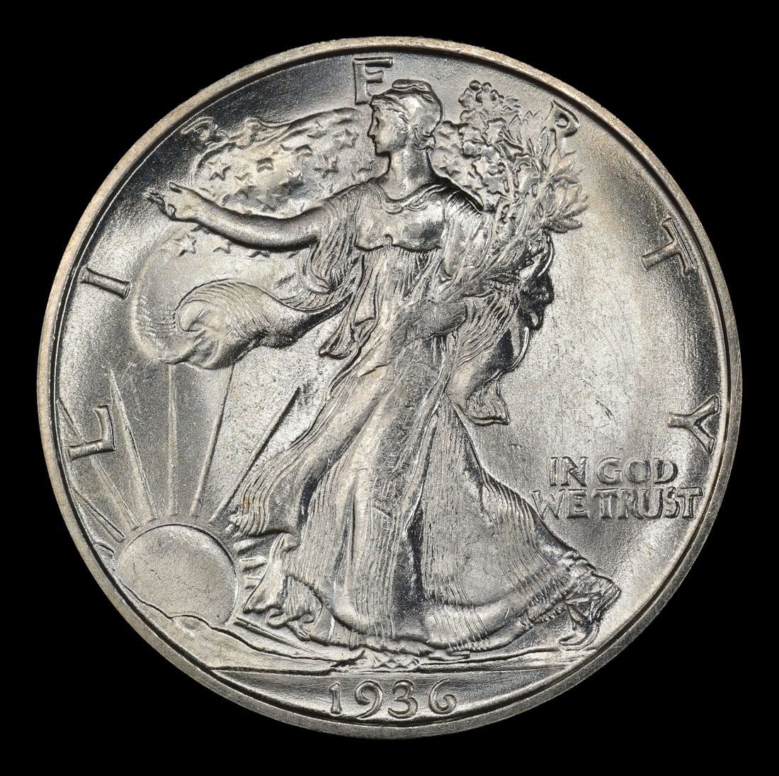 1936-s Walking Liberty Half Dollar 50c Grades ms65 - 2