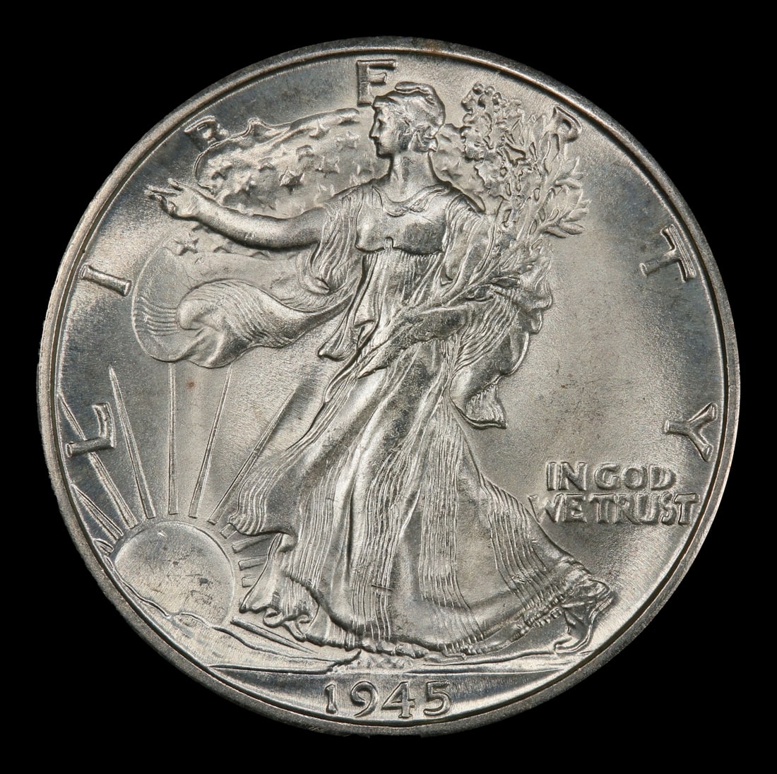 1945-d Walking Liberty Half Dollar 50c Grades ms66 - 2