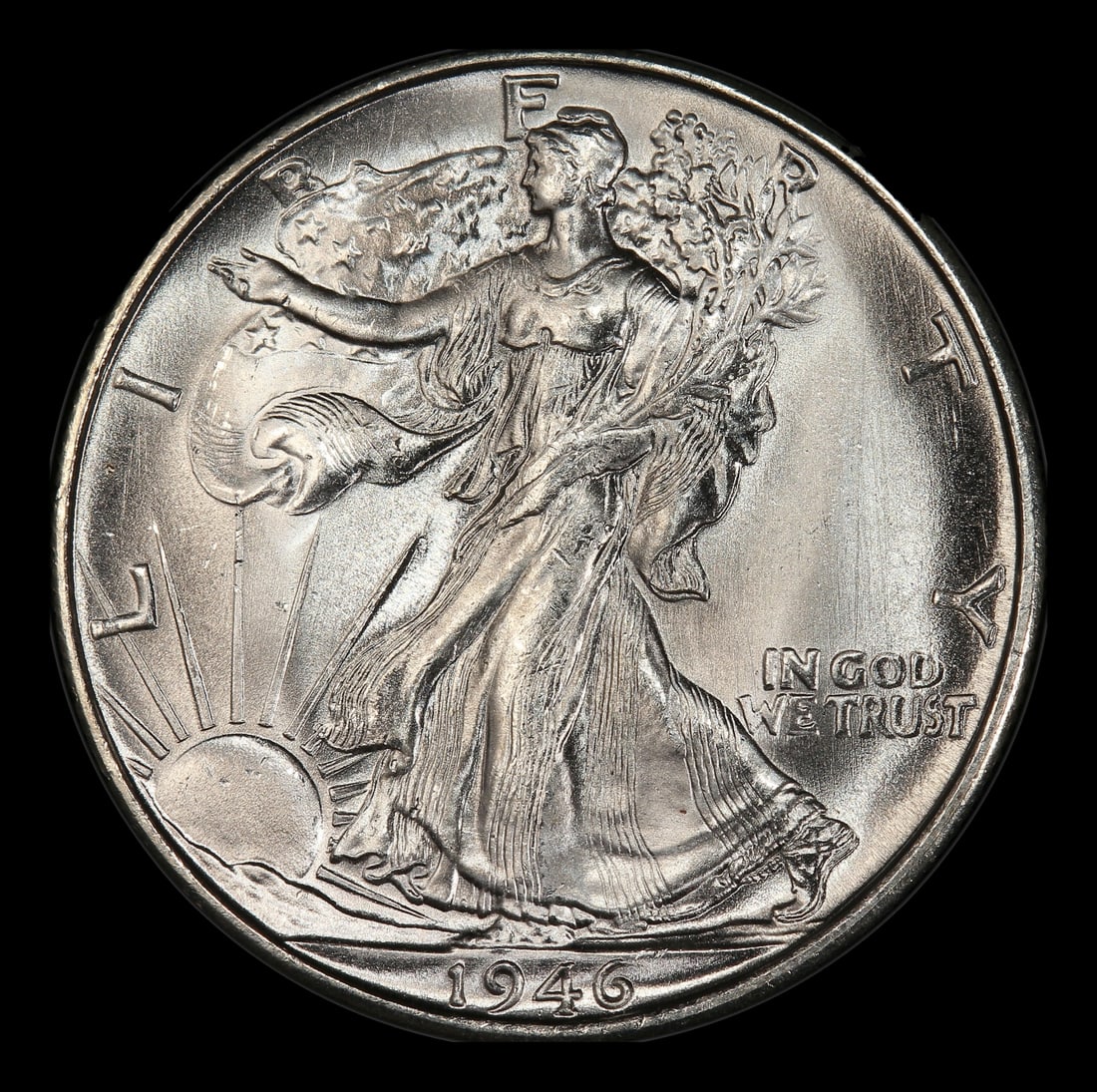1946-s Walking Liberty Half Dollar Near Top Pop 50c ms66+ SEGS - 2