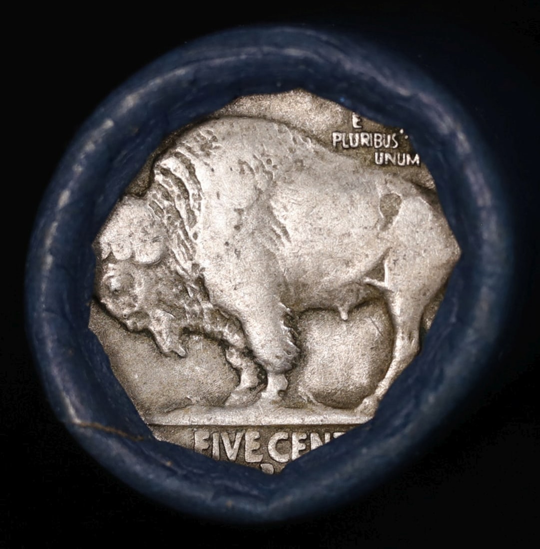 Buffalo Nickel Shotgun Roll in Old Bank Style 'Bell Telephone' Wrapper 1928 & D Mint Ends - 3