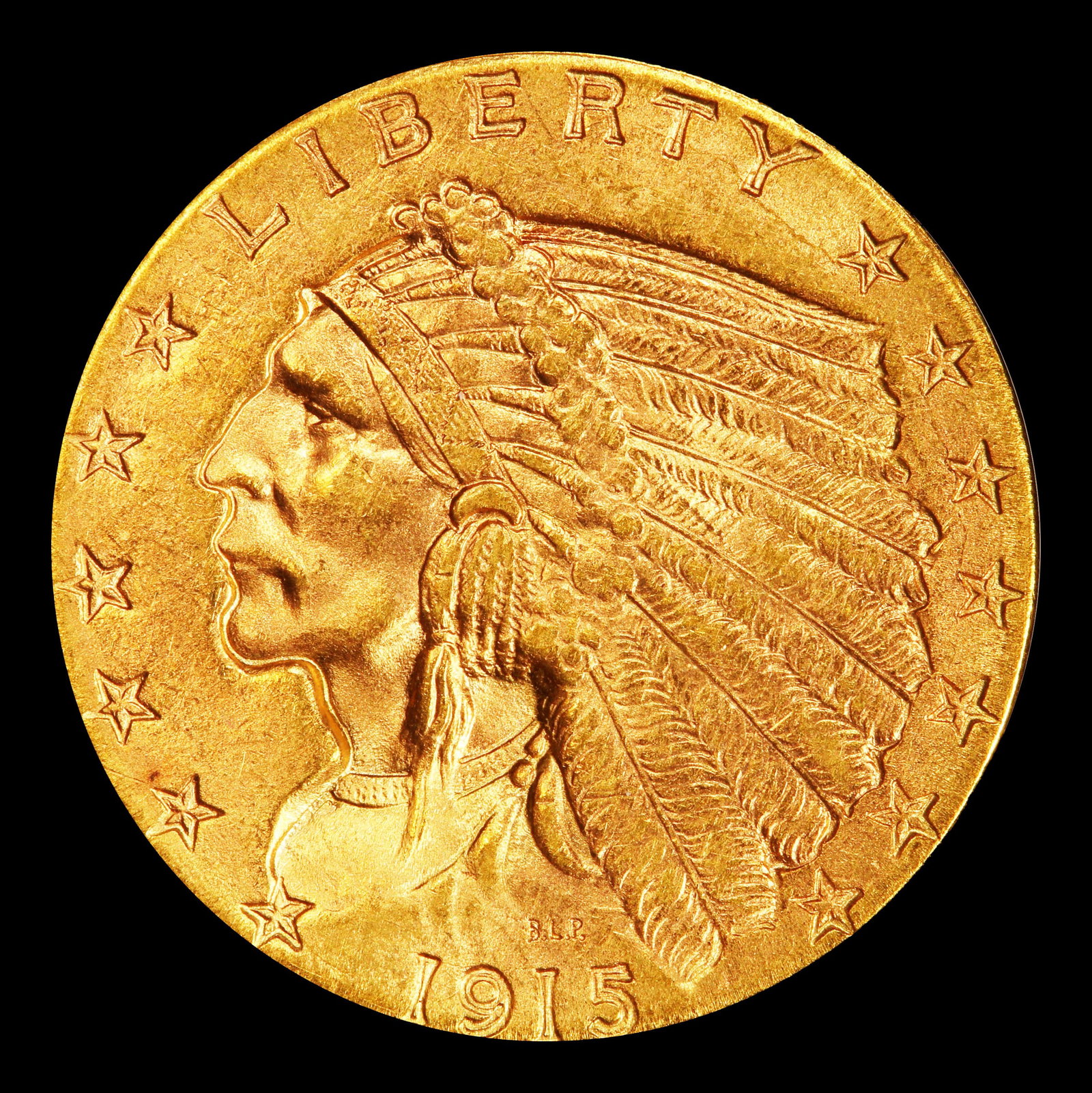1915-p Gold Indian Quarter Eagle Near Top Pop! $2 1/2 ms65 SEGS - 2