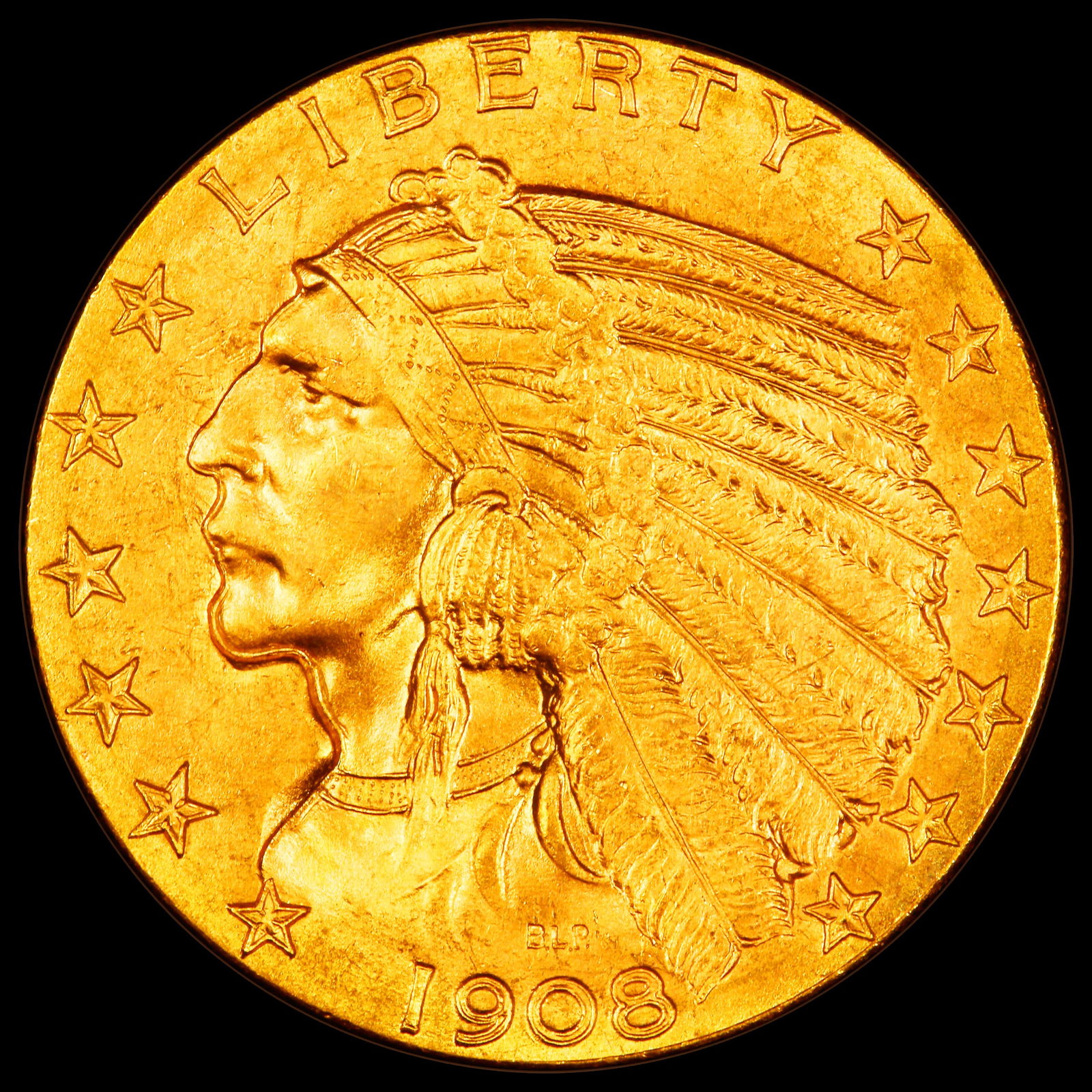 1908-d Gold Indian Half Eagle Near Top Pop! $5 ms66 SEGS - 2