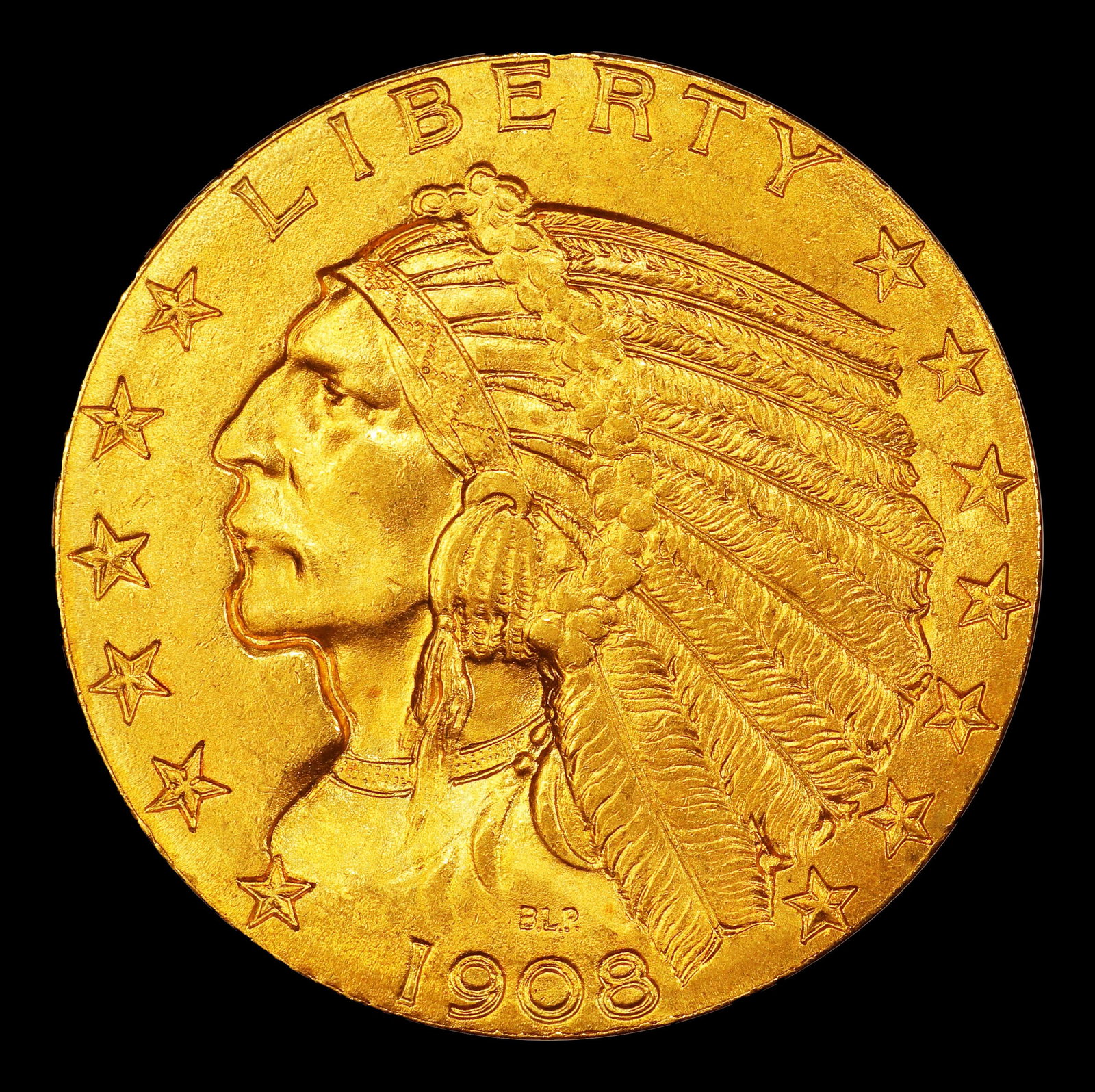 1908-p Gold Indian Half Eagle $5 ms65 SEGS - 2