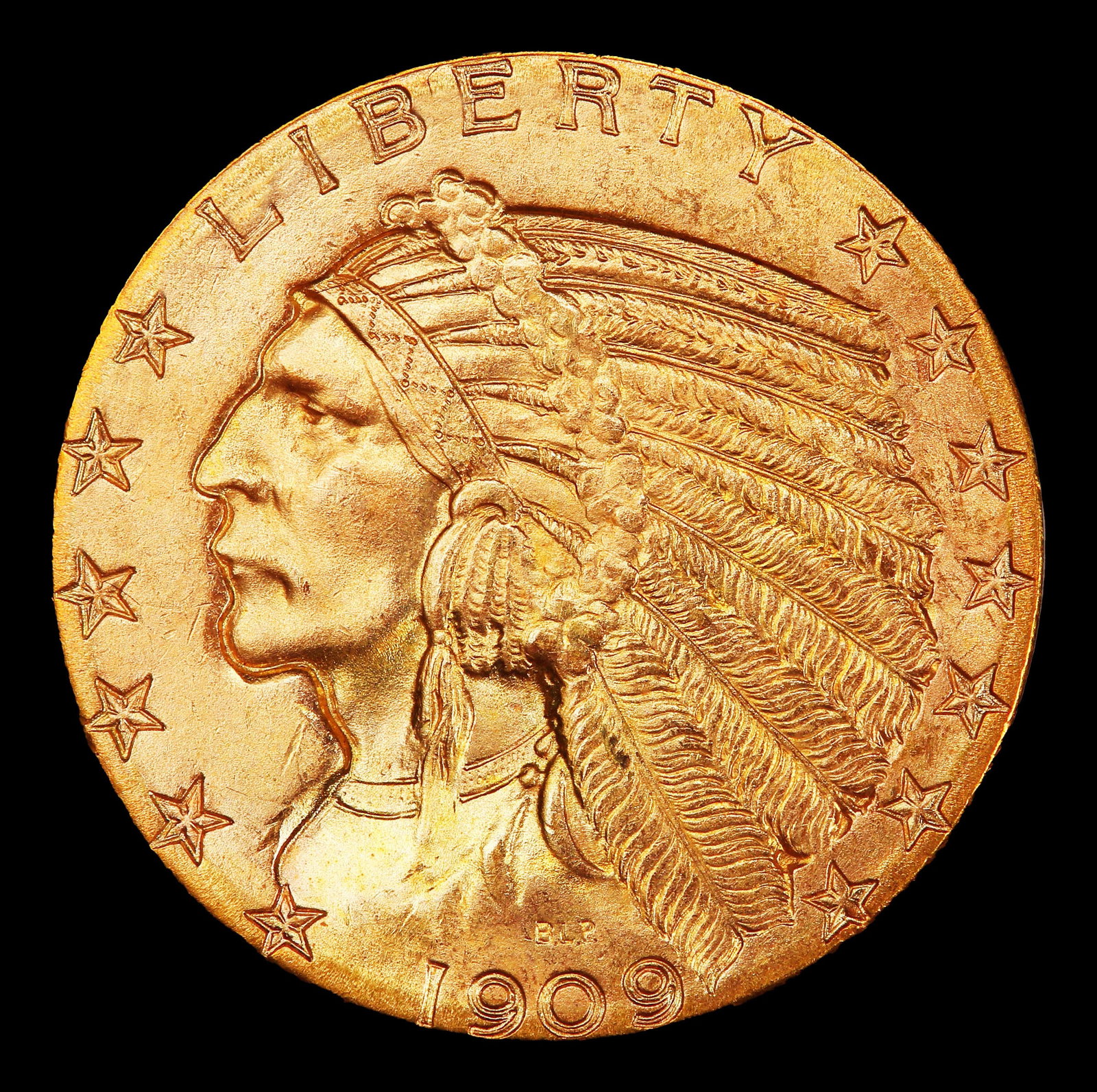 1909-d Gold Indian Half Eagle Near Top Pop! $5 ms65+ SEGS - 2