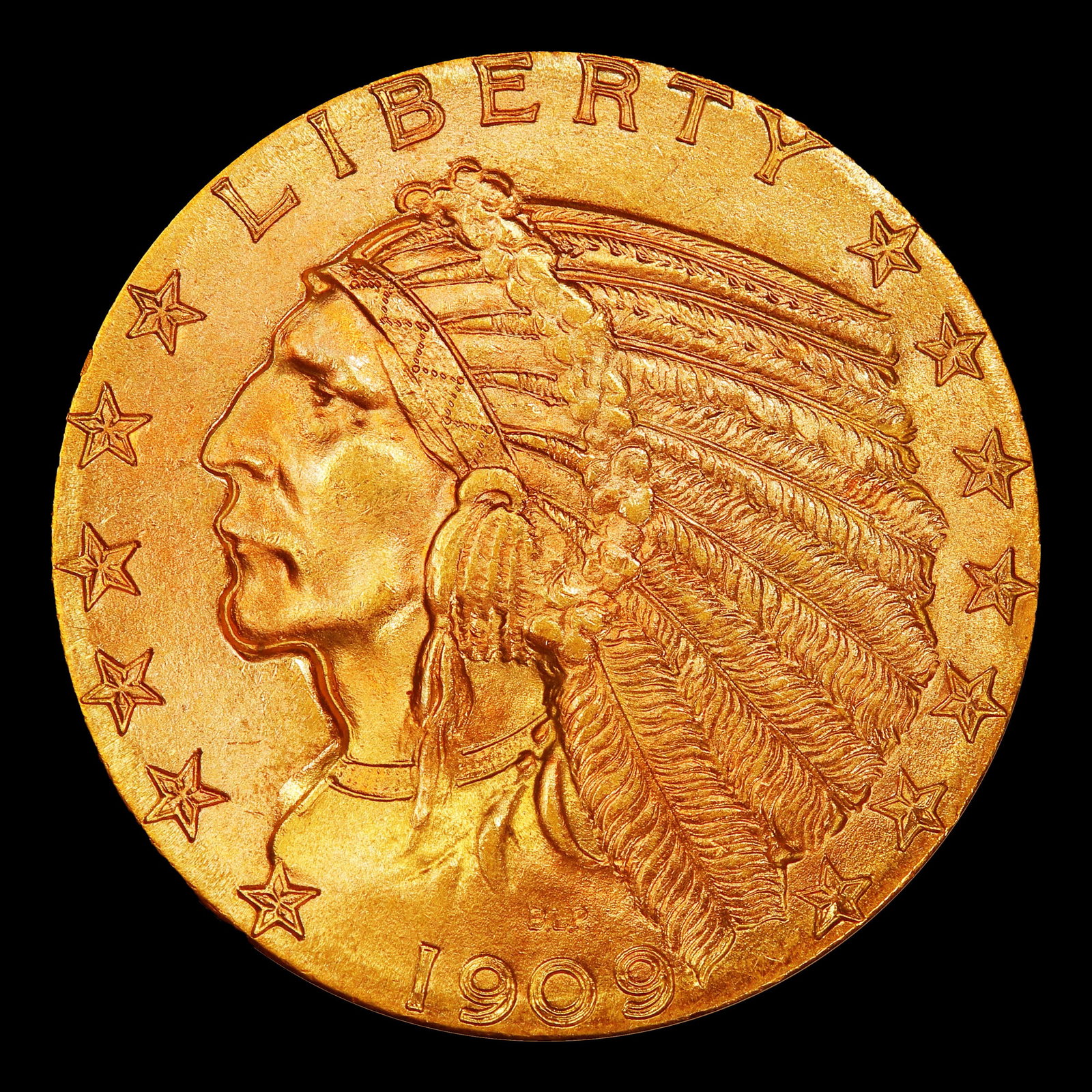 1909-p Gold Indian Half Eagle Near Top Pop! $5 ms66 SEGS - 2
