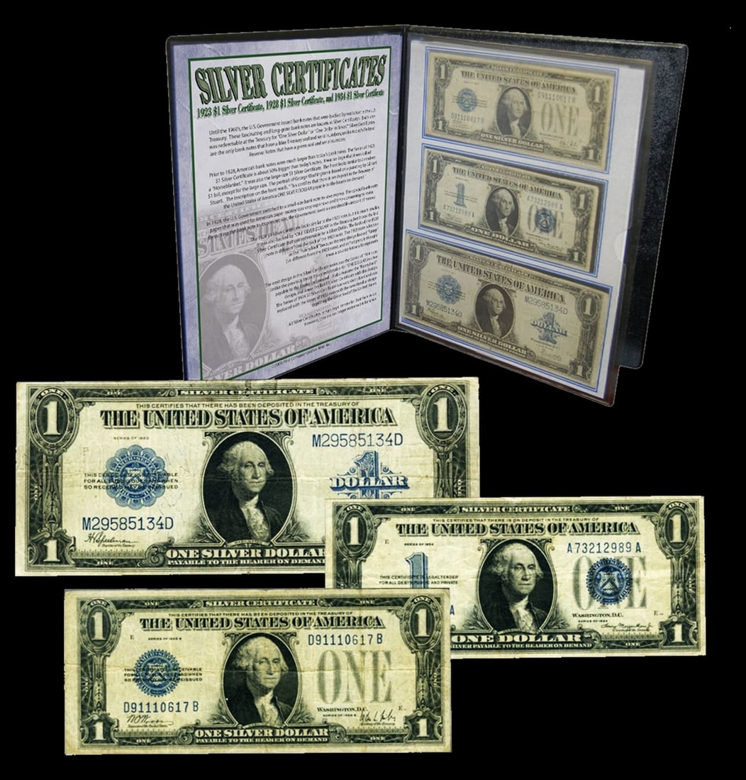 1923-1934 3 Note $1 Silver Cerrtificate Type Set 1923 "Horse Blanket", 1928 "Funny Back", 1934 "F... - 2