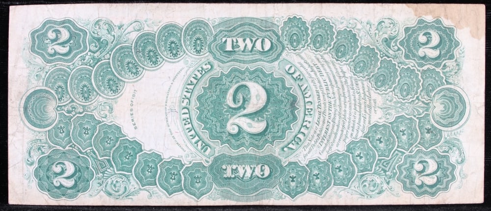 1917 $2 Large Size Legal Tender Note Thomas Jefferson Grades Select AU Signatures Speelman/White - 3