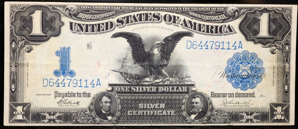 1899 $1 large size Silver Certificate "Black Eagle" Grades Choice AU/BU Slider Signatures Elliott... - 2