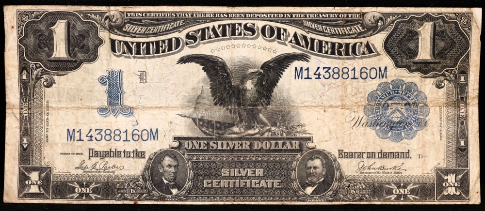 1899 $1 large size Silver Certificate "Black Eagle" Grades vf+ Signatures Parker/Burke - 2