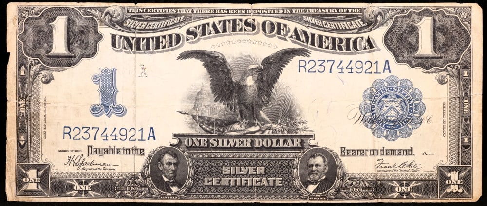 1899 $1 large size Silver Certificate "Black Eagle" Grades xf Signatures Speelman/White - 2