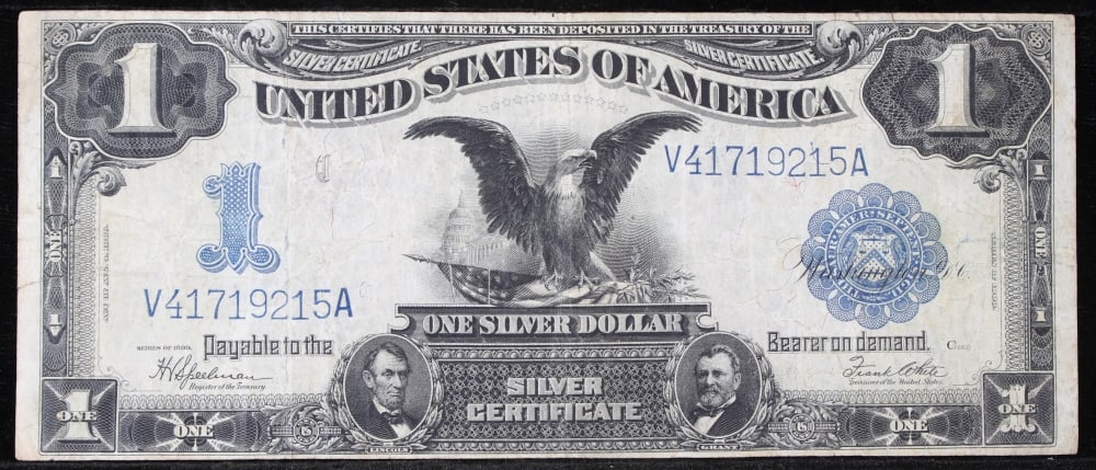 1899 $1 large size Silver Certificate "Black Eagle" Grades xf Signatures Speelman/White - 2