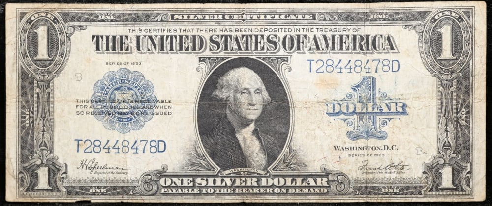 1923 $1 large size Silver Certificate Grades vf+ Signatures Speelman/White - 2