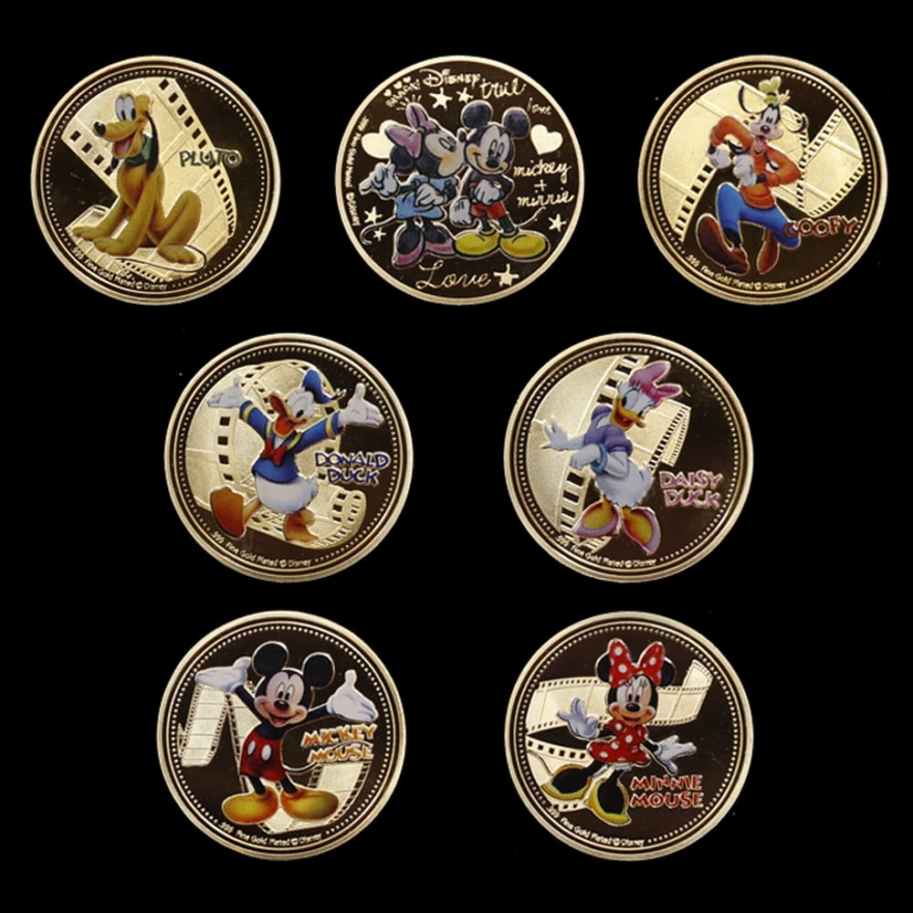 7 Coin Mickey Mouse & Friends Gold Plated Round Collection - 2