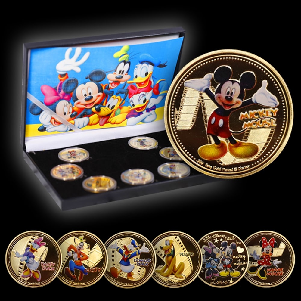 7 Coin Mickey Mouse & Friends Gold Plated Round Collection - 3