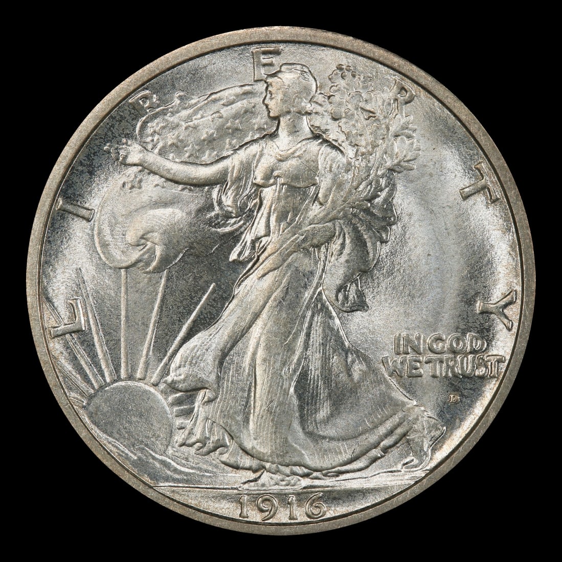 1916-d Walking Liberty Half Dollar 50c ms64 SEGS - 2