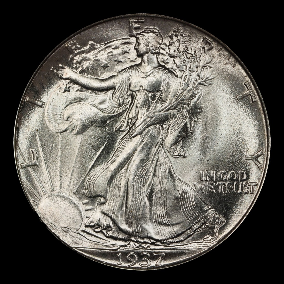 1937-p Walking Liberty Half Dollar 50c Grades ms66 - 2