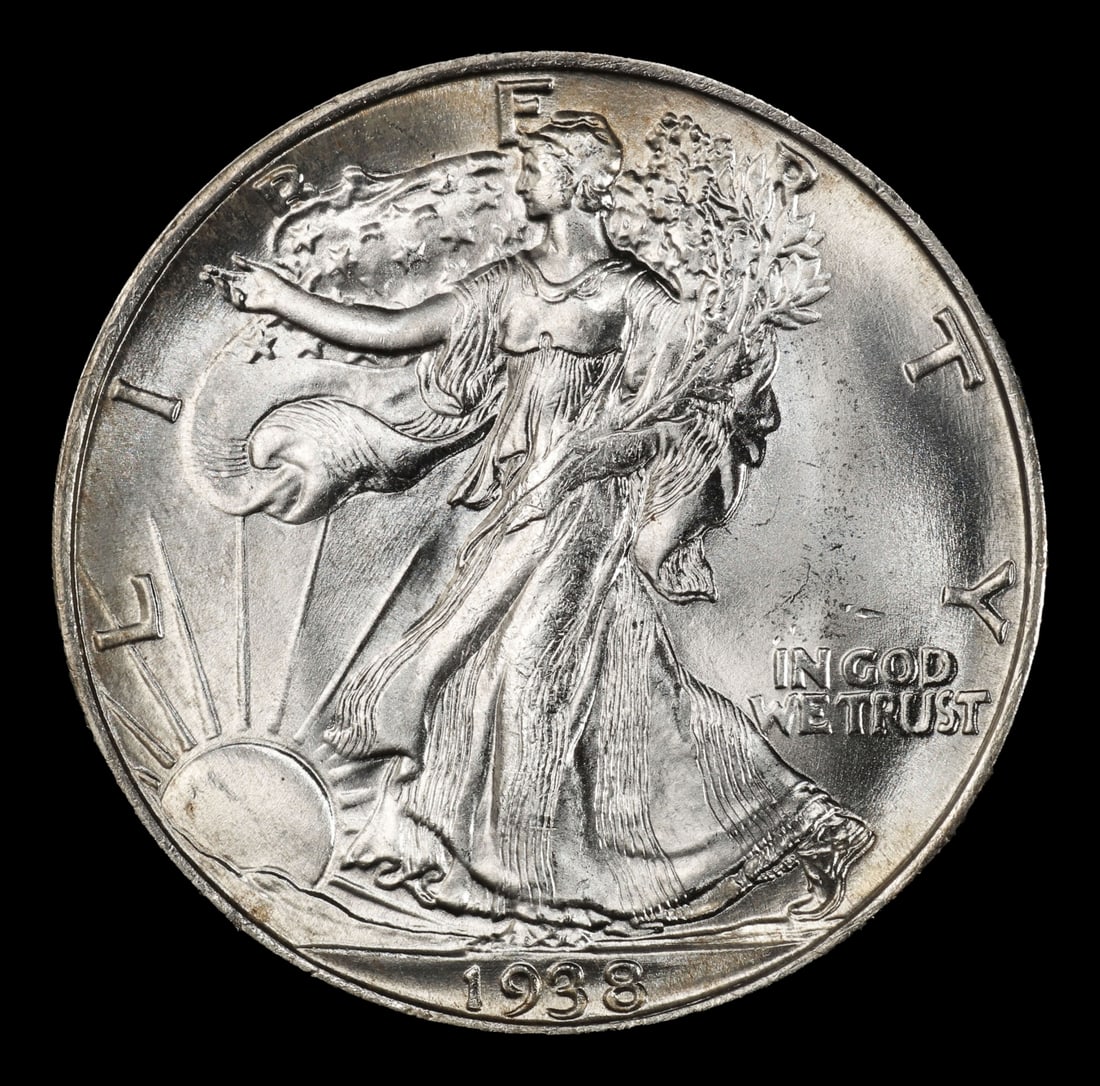 1938-p Walking Liberty Half Dollar 50c Grades ms66 - 2