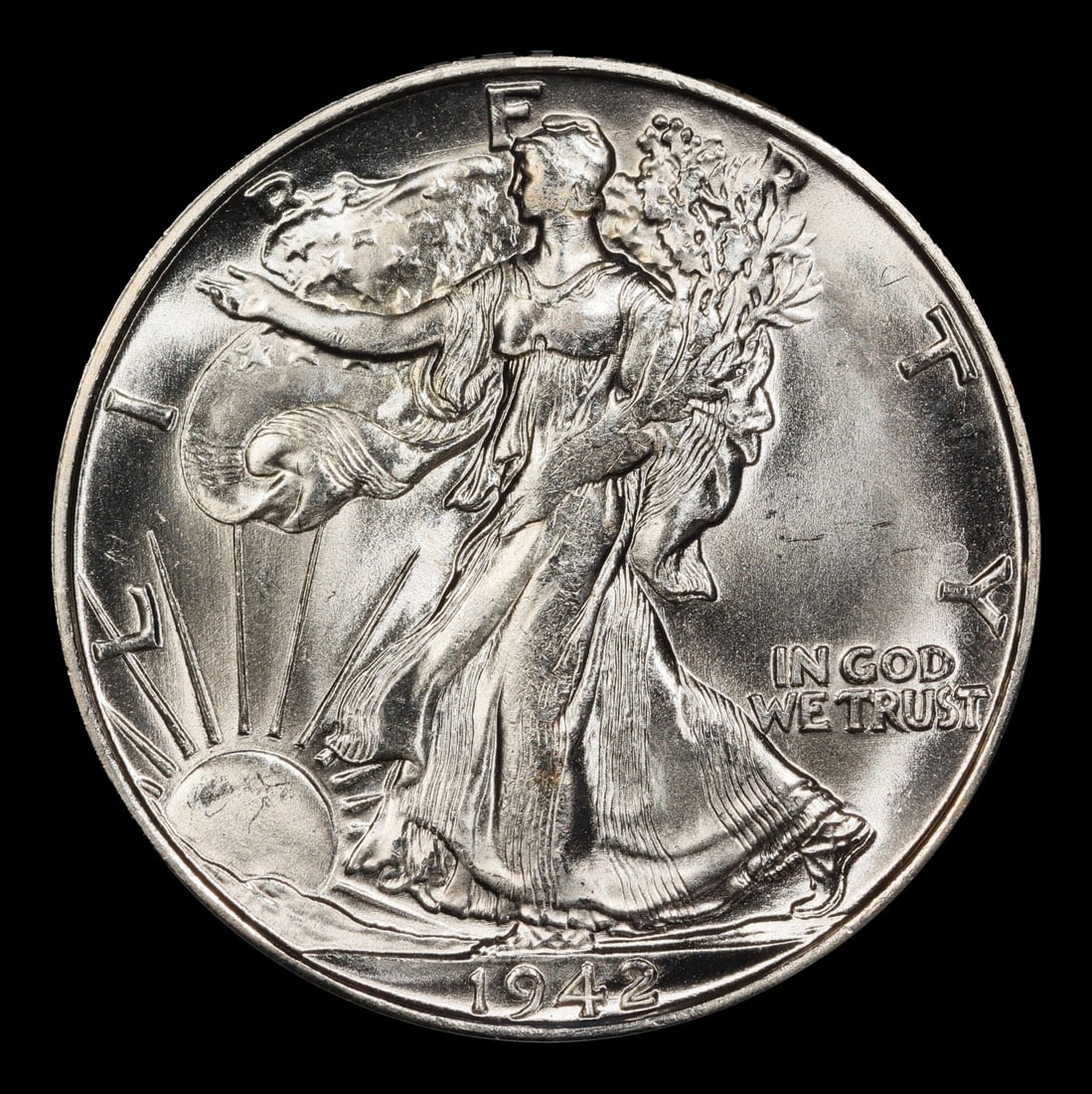 1942-s Walking Liberty Half Dollar 50c Grades ms66 - 2