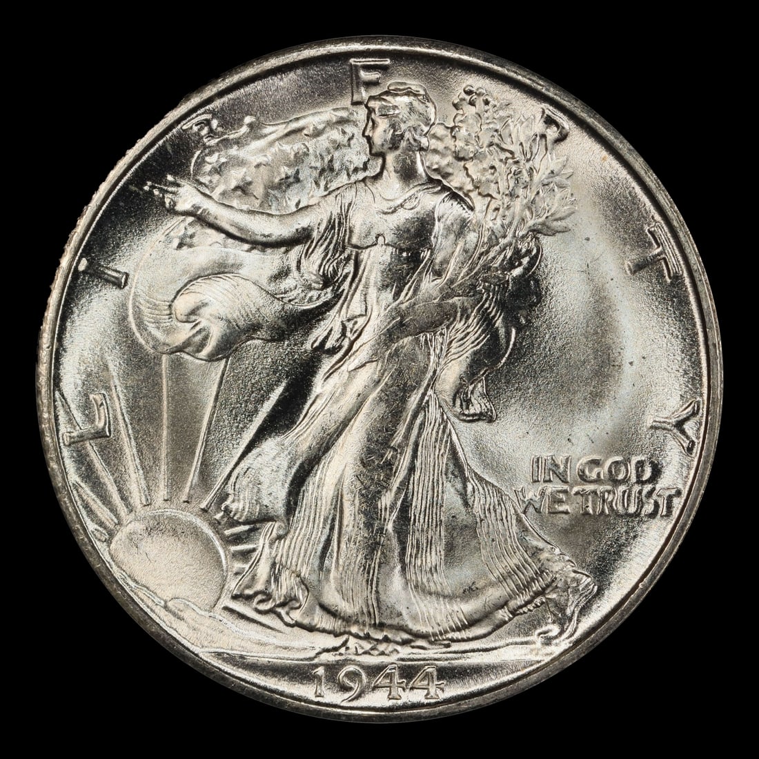 1944-s Walking Liberty Half Dollar Near Top Pop 50c Grades ms66 - 2