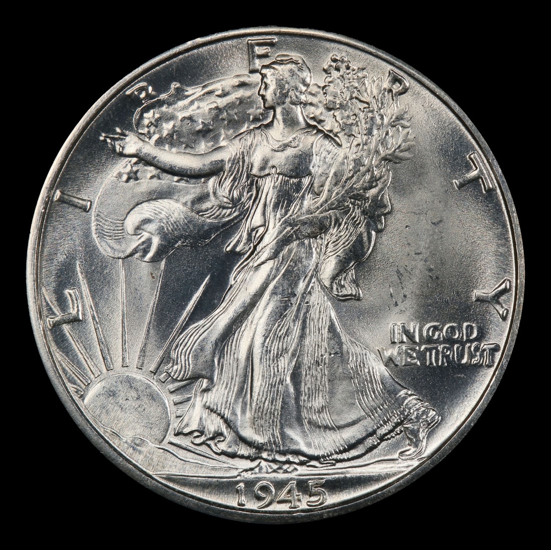 1945-d Walking Liberty Half Dollar 50c Grades ms66 - 2