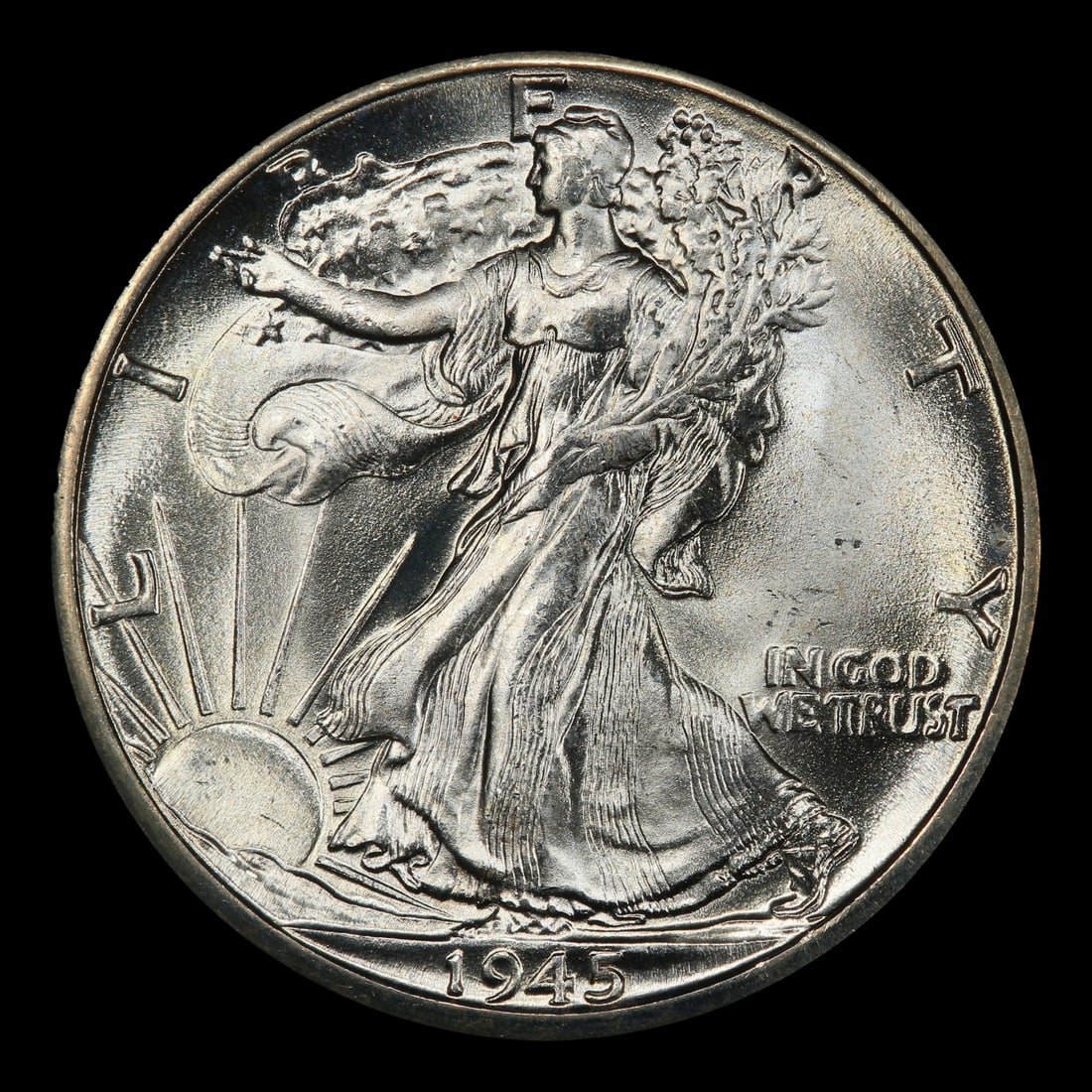 1945-d Walking Liberty Half Dollar Near Top Pop 50c ms67 SEGS - 2