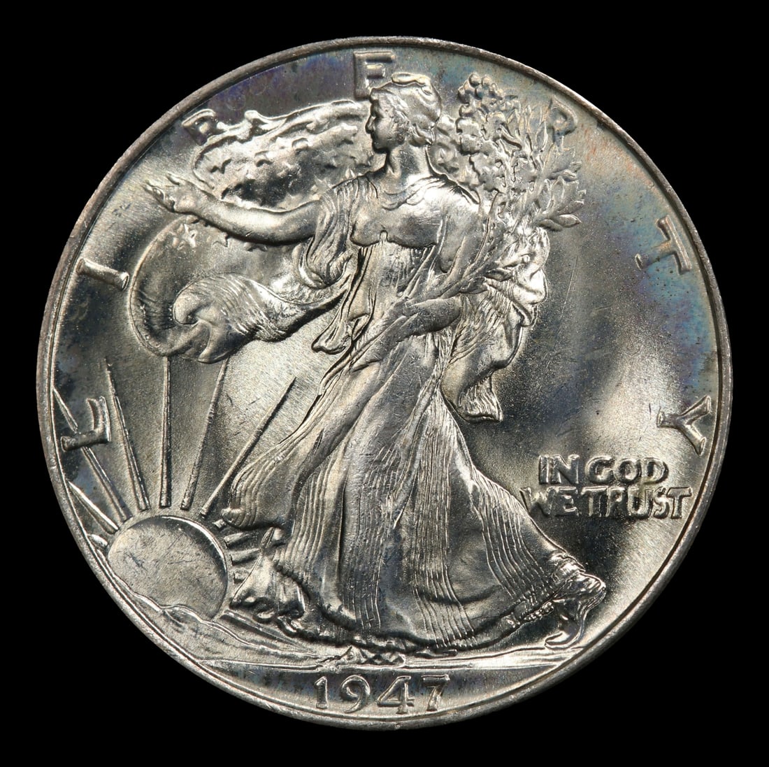 1947-p Walking Liberty Half Dollar Near Top Pop 50c ms67 SEGS - 2