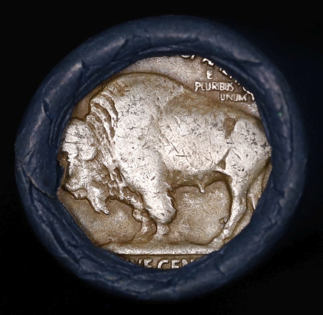 Buffalo Nickel Shotgun Roll in Old Bank Style 'Bell Telephone' Wrapper 1924 & D Mint Ends - 3