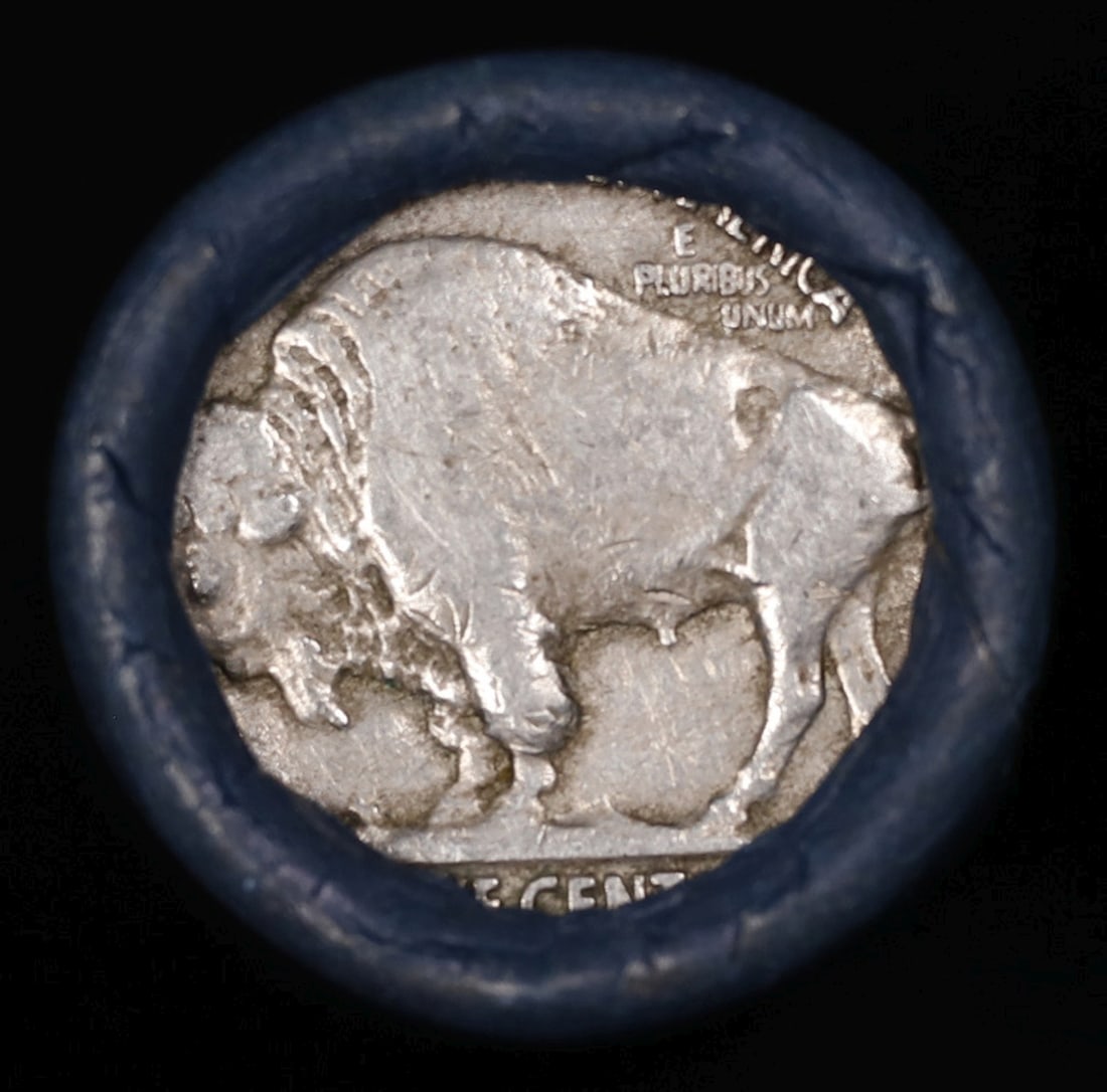 Buffalo Nickel Shotgun Roll in Old Bank Style 'Bell Telephone' Wrapper 1925 & S Mint Ends - 3