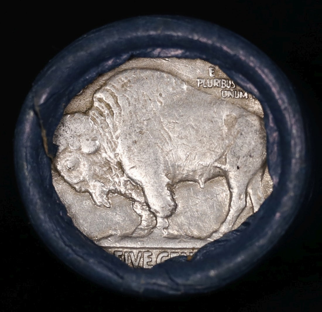 Buffalo Nickel Shotgun Roll in Old Bank Style 'Bell Telephone' Wrapper 1928 & S Mint Ends - 3