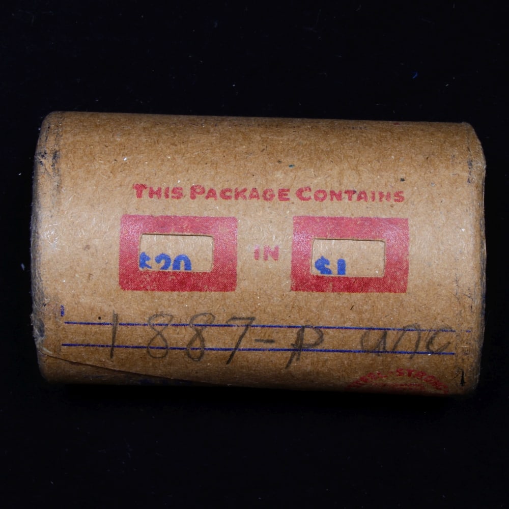 Full solid date 1887-p Uncirculated Morgan silver dollar roll, 20 coins - 5