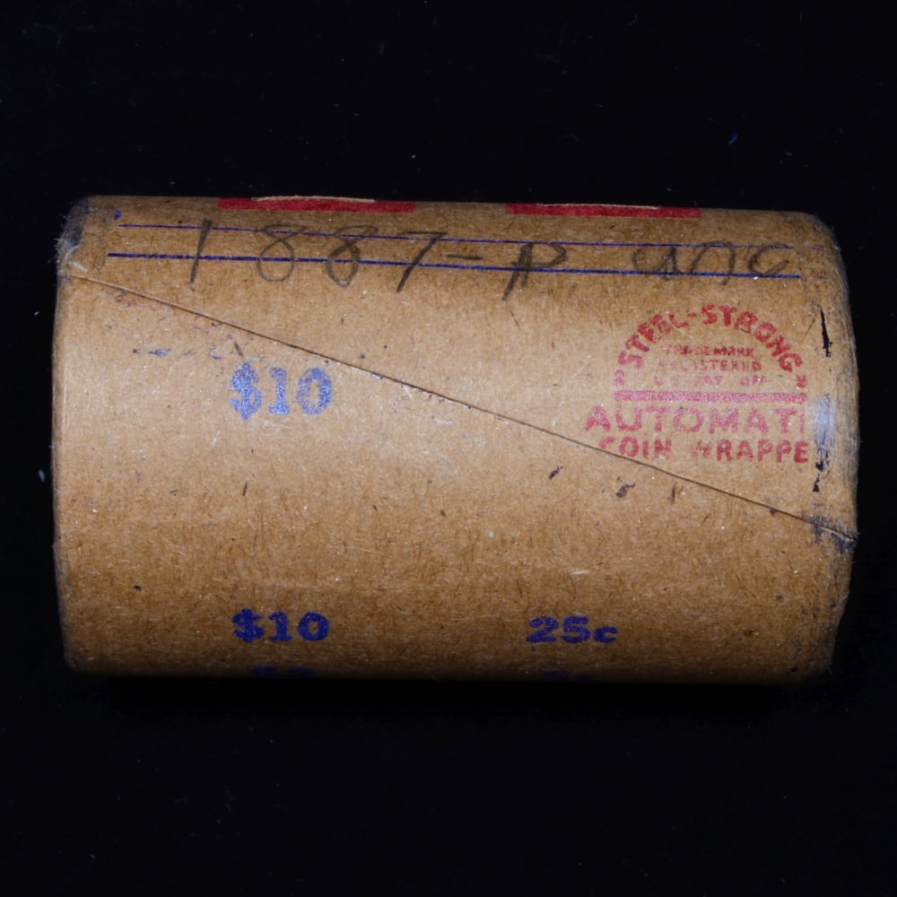 Full solid date 1887-p Uncirculated Morgan silver dollar roll, 20 coins - 6