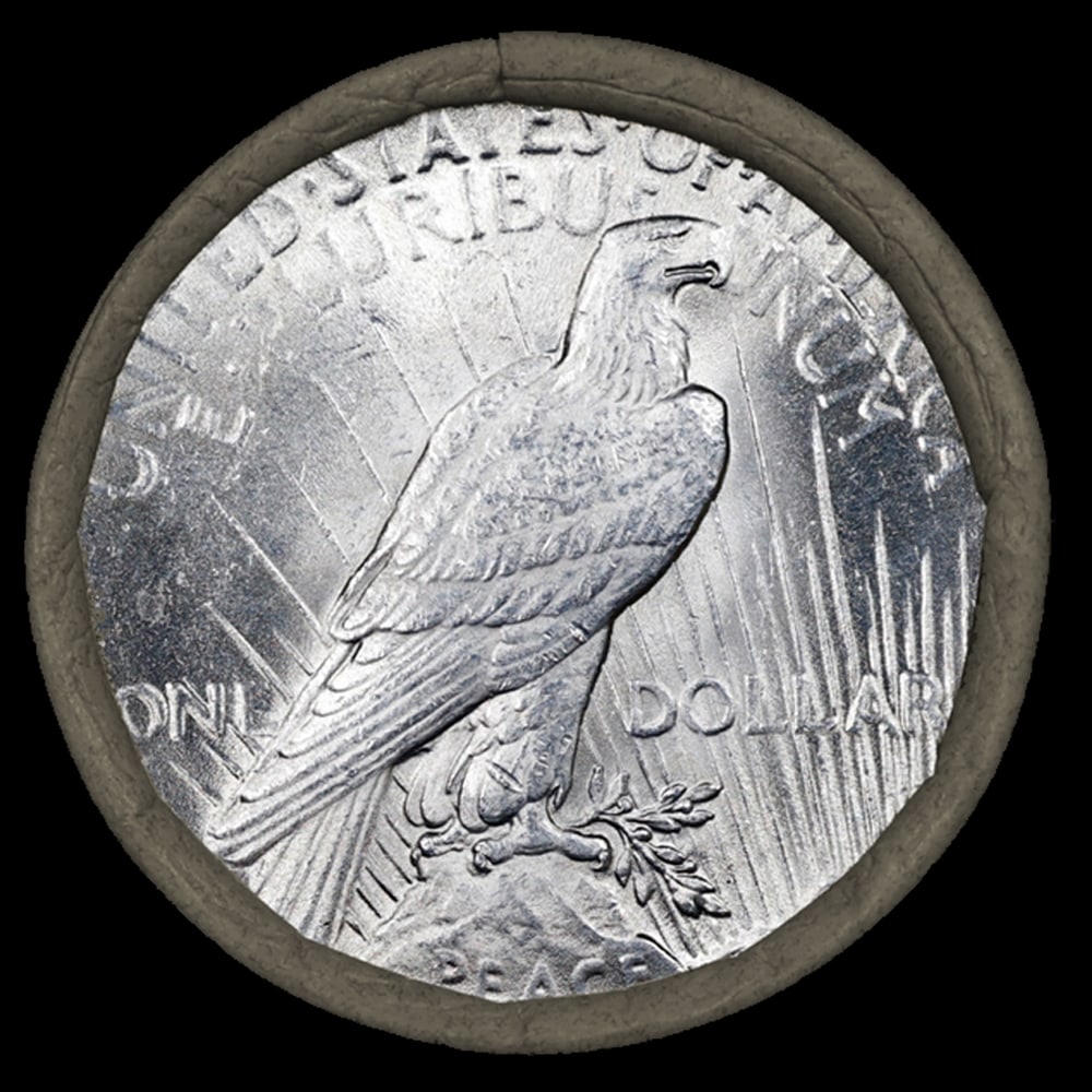 Sears 10 Coin Circulated Peace Dollar $1 Roll Mystery 'P' Rev/'P' Rev Ends - 3