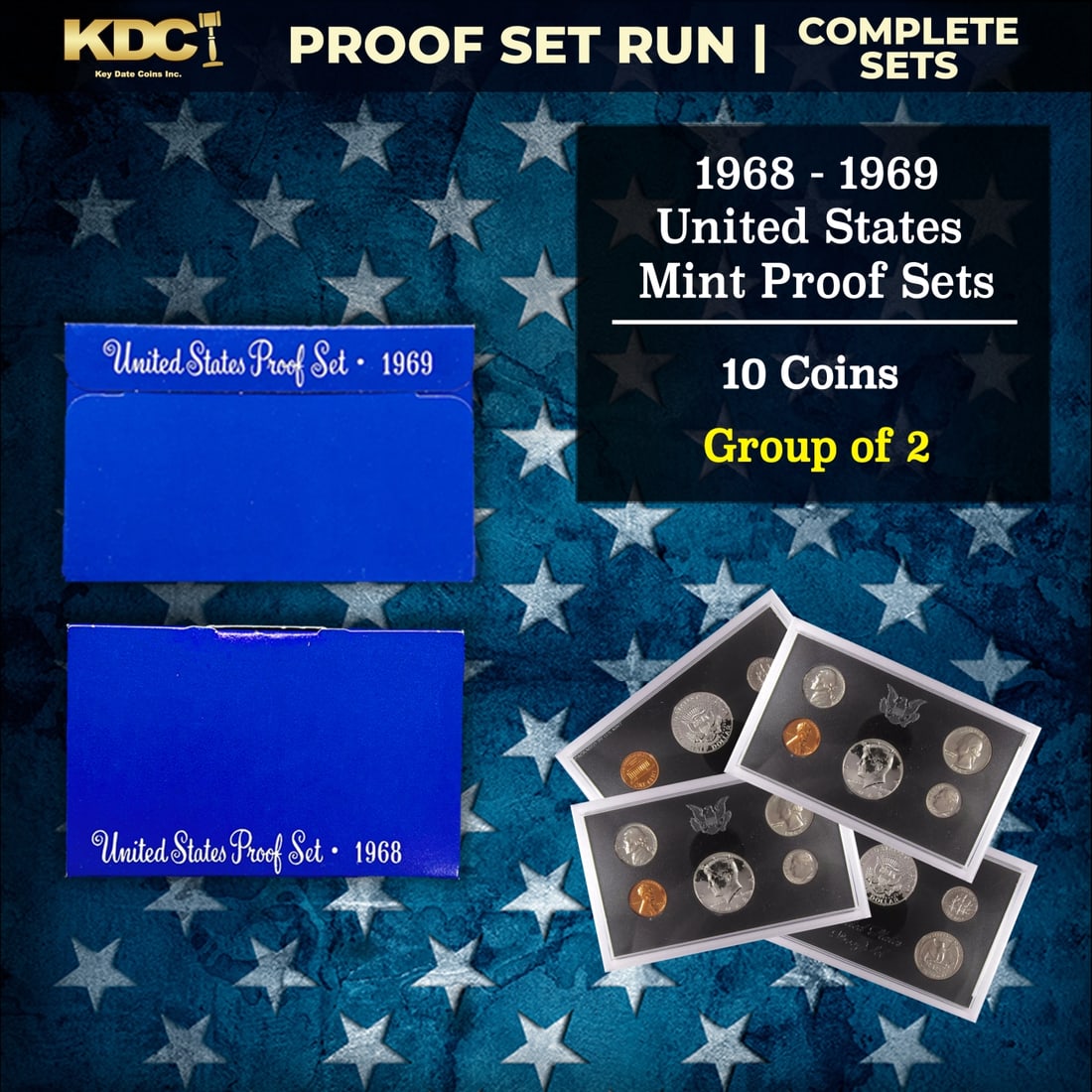 Group of 2 United States Mint Proof Sets 1968-1969 10 coins (1 of 1)