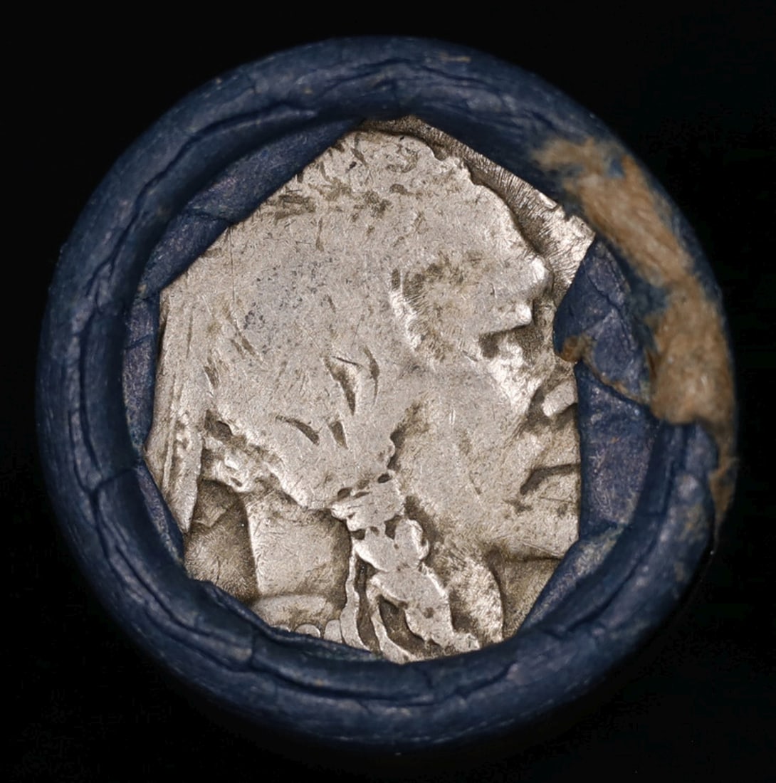 Buffalo Nickel Shotgun Roll in Old Bank Style 'Bell Telephone' Wrapper 1924 & S Mint Ends - 2