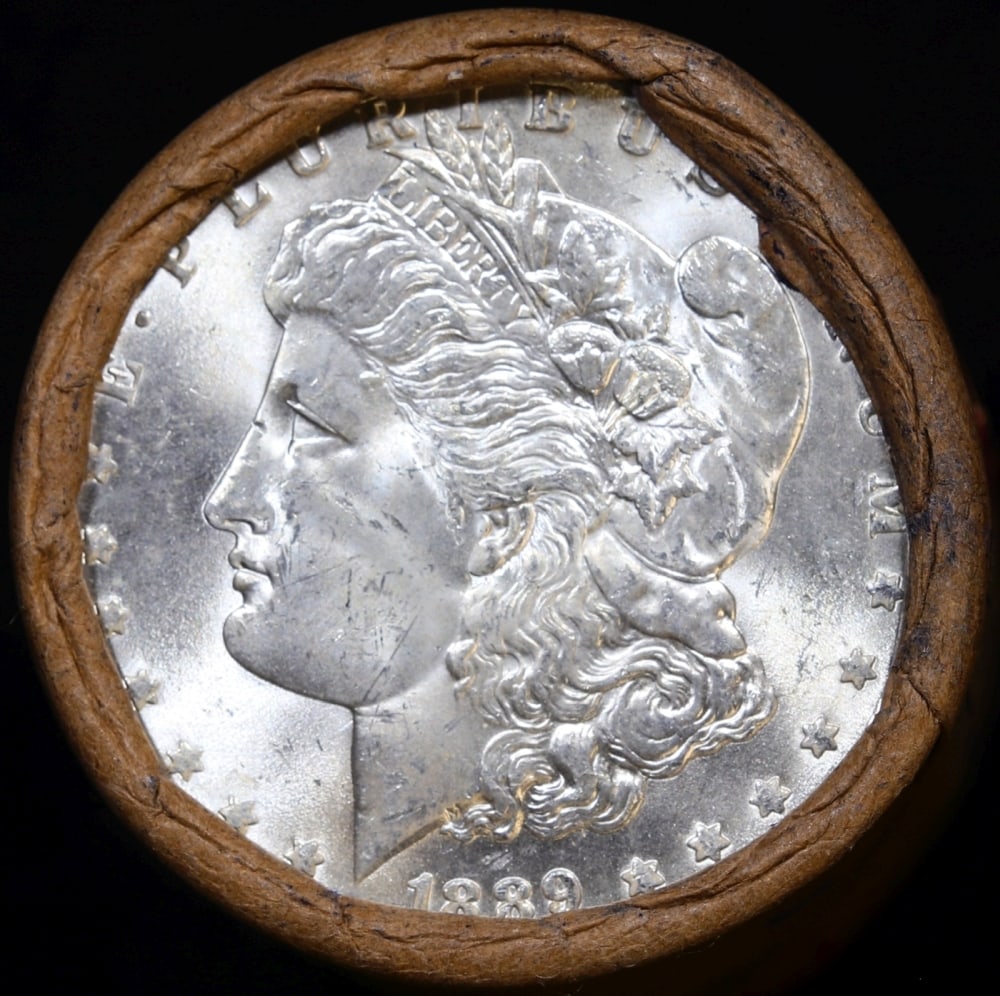 Full solid date 1889-p Uncirculated Morgan silver dollar roll, 20 coins - 2