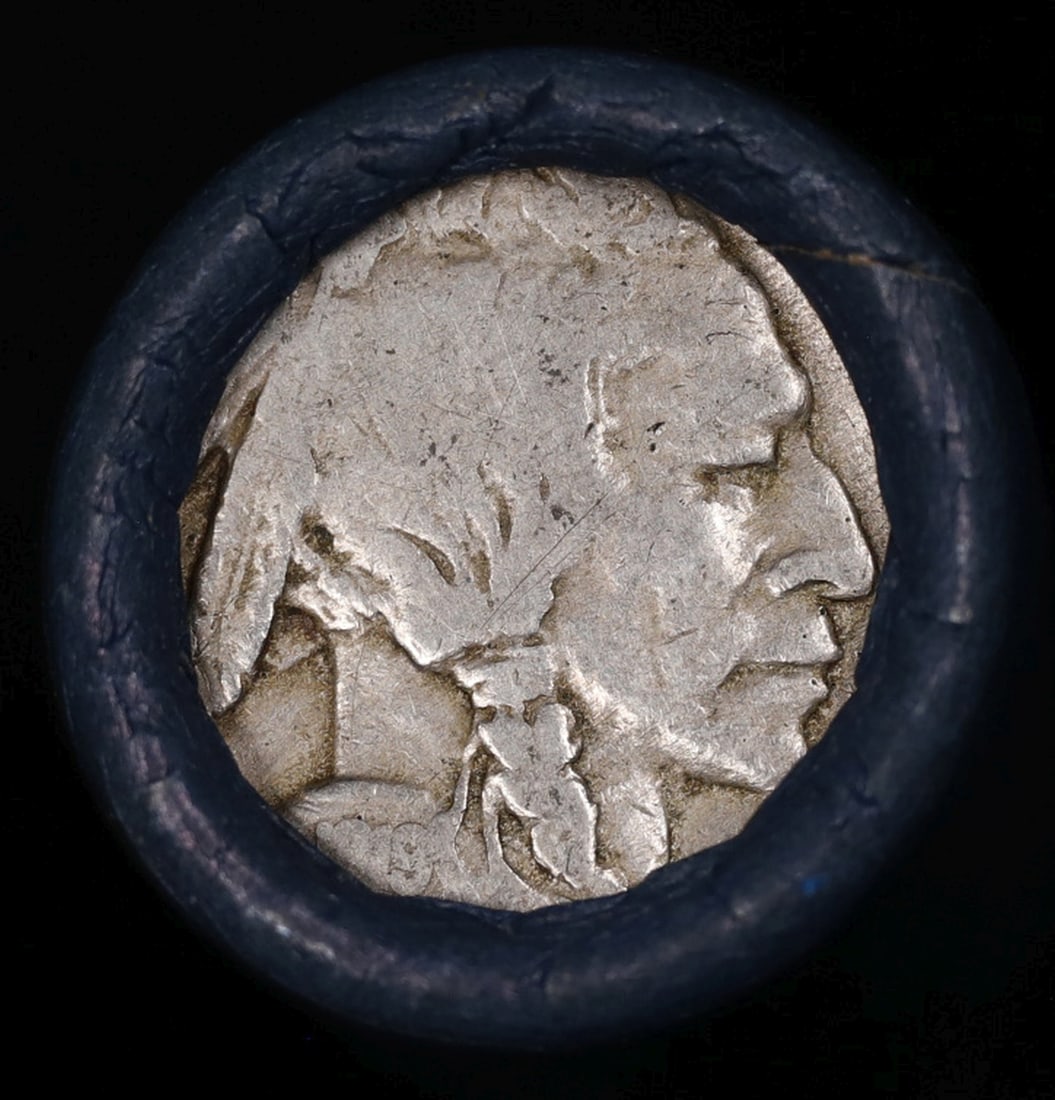 Buffalo Nickel Shotgun Roll in Old Bank Style 'Bell Telephone' Wrapper 1919 & S Mint Ends - 2