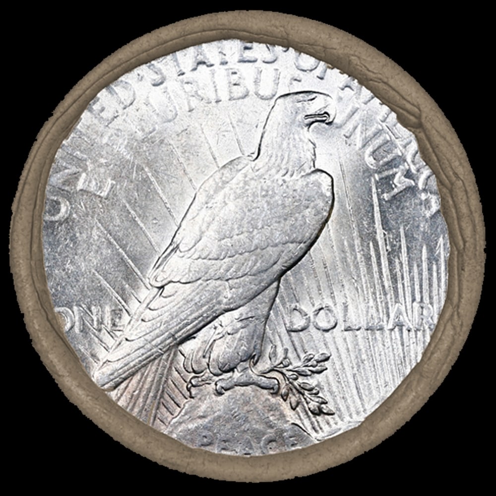 Sears 10 Coin Circulated Peace Dollar $1 Roll Mystery 'P' Rev/'P' Rev Ends - 2