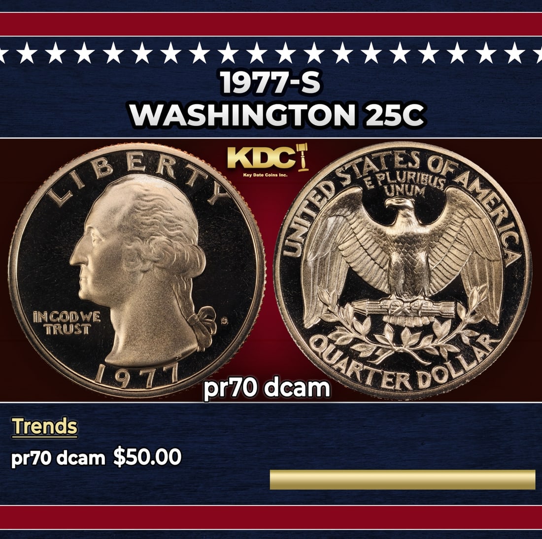 1977-s Proof Washington Quarter 25c pr70 dcam SEGS (1 of 3)