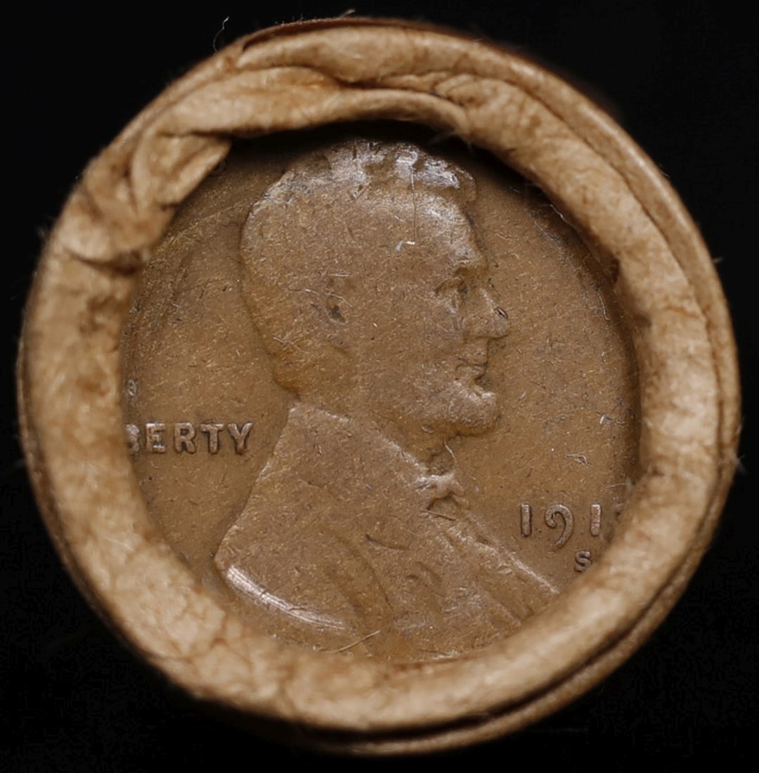 Lincoln Wheat Cent 1c Mixed Roll Orig Brandt McDonalds Wrapper, 1917-s end, Wheat other end - 2