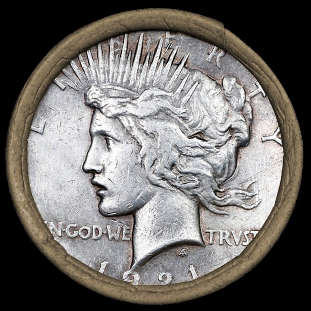 10 Circ Morgan/Peace Silver Dollar Roll SEARS 1921 Peace/Morgan 'S' Rev Ends - 2