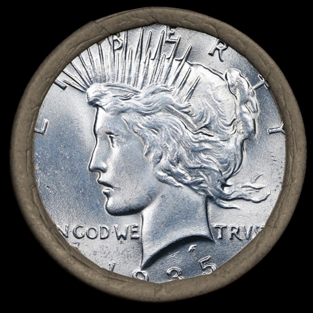 UNC SEARS Peace Silver Dollar $1 10 Coin Roll 1935/'P' Rev End - 2