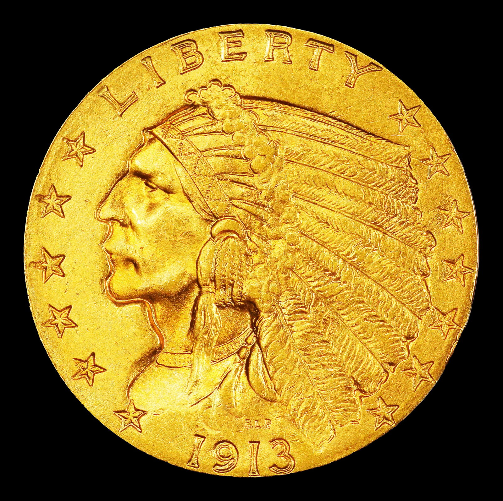 1913-p Gold Indian Quarter Eagle Near Top Pop! $2 1/2 ms66 USCG - 2