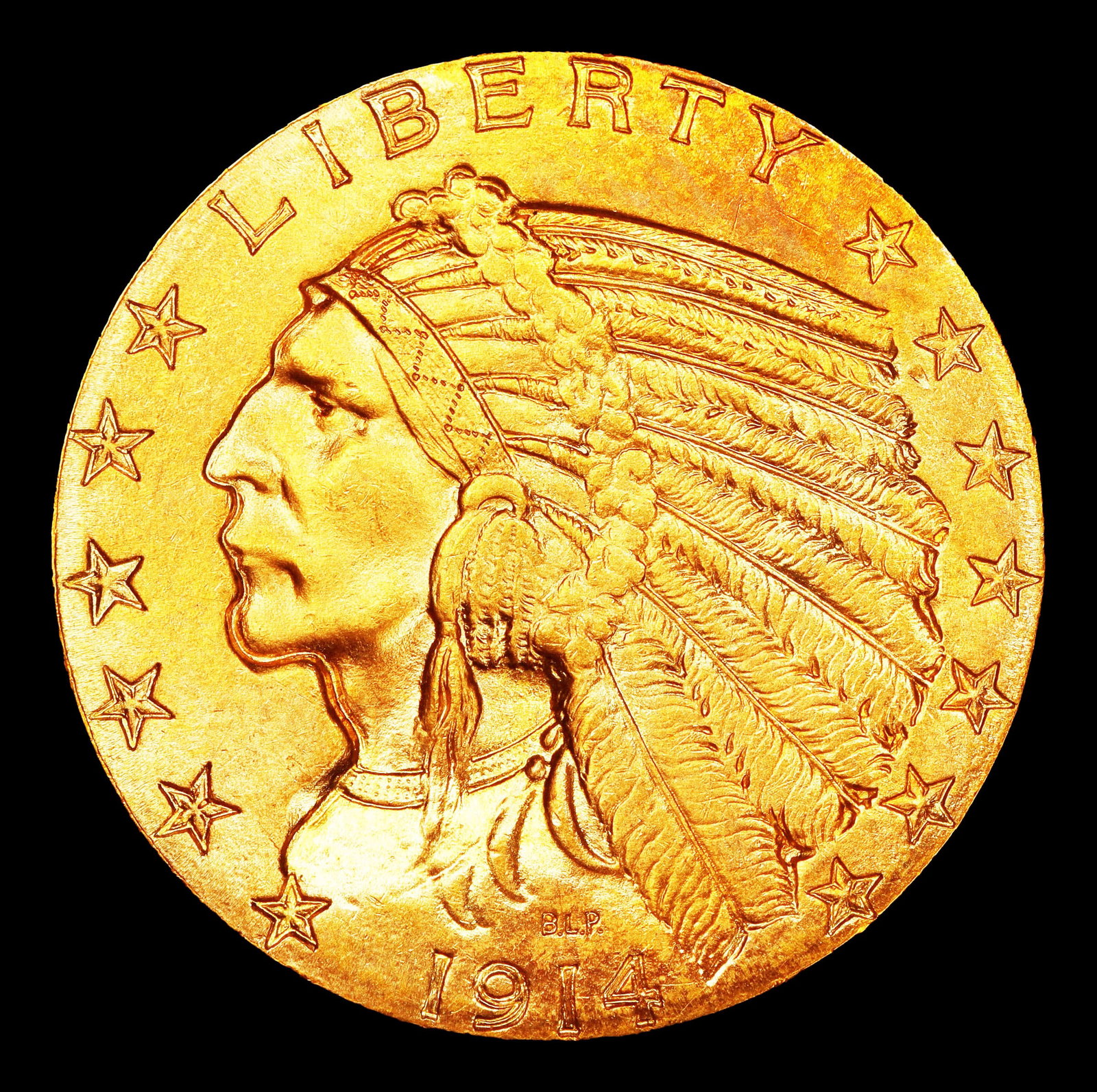 1914-p Gold Indian Half Eagle Near Top Pop! $5 ms65 SEGS - 2