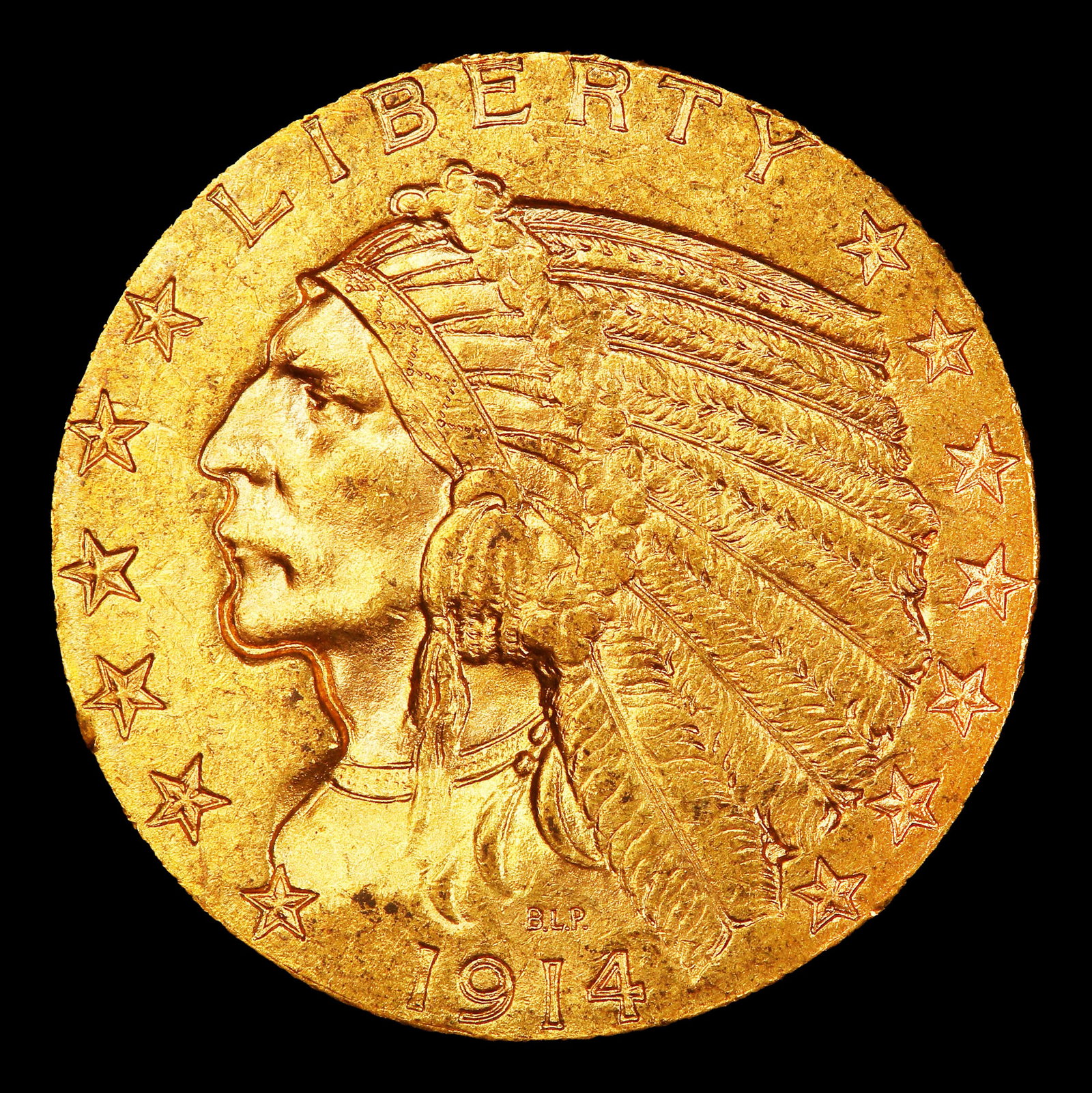 1914-s Gold Indian Half Eagle $5 ms62+ USCG - 2