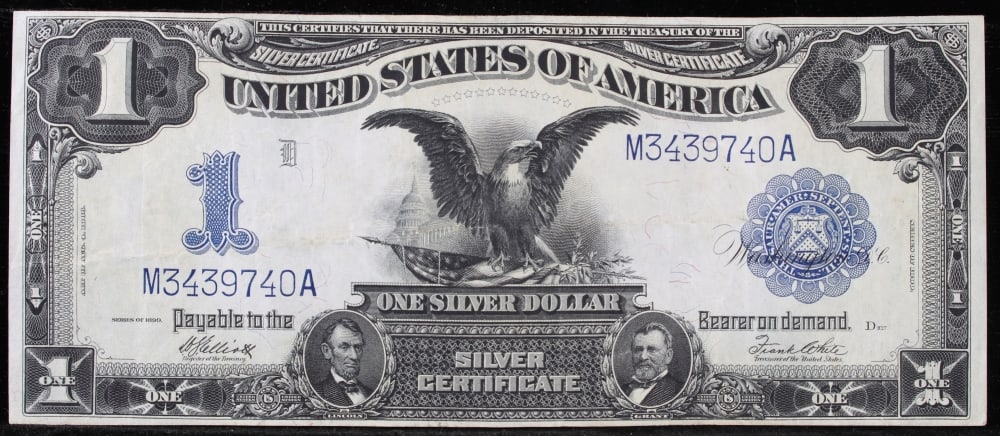 1899 $1 large size Silver Certificate "Black Eagle" Grades Choice AU/BU Slider Signatures Elliott... - 2
