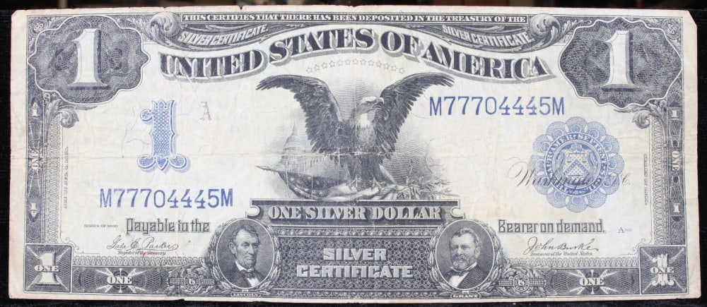 1899 $1 large size Silver Certificate "Black Eagle" Grades xf Signatures Parker/Burke - 2