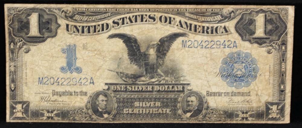 1899 $1 large size Silver Certificate "Black Eagle" Grades vf+ Signatures Speelman/White - 2